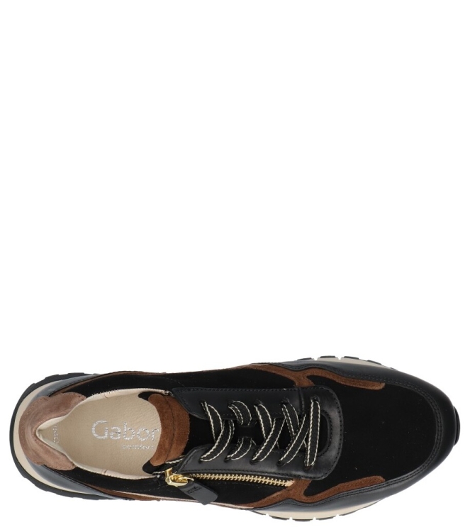 Gabor Gabor sneaker <span>6029.01.002</span> 002 black/whisky(gold) Gabor sneaker <span>6029.01.002</span> 6029.01.002 zwart - www.bremmerschoenen.nl - Bremmer Schoenen