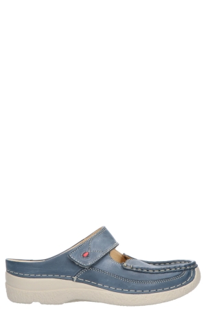 Wolky 6227 Roll-slipper 387 blue summer Etna lea blauw  Wolky 6227 Roll-slipper 387 blue summer Etna lea blauw